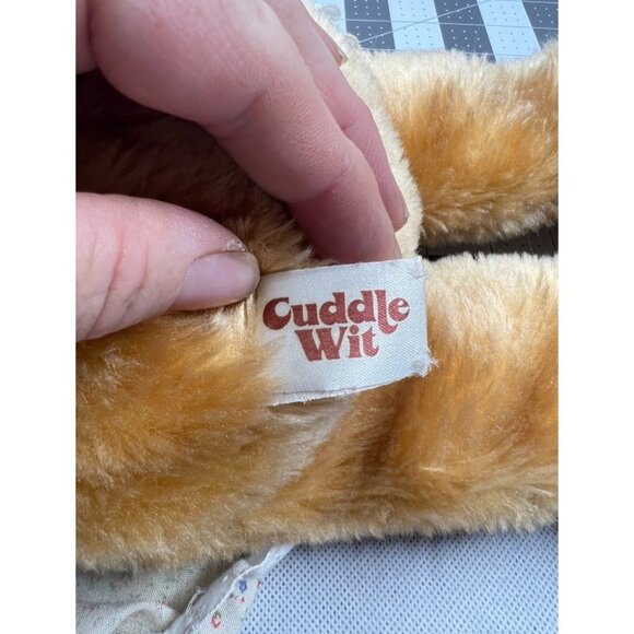 Vintage 1980s Cuddle Wit Bear Plush Doll With Floral Dress & Bonnet - Picture 10 of 10